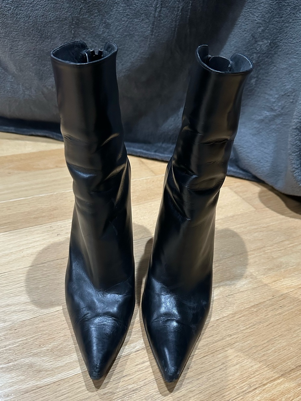 Stuart Weitzman Goliath Black Mid Calf Heeled Booties